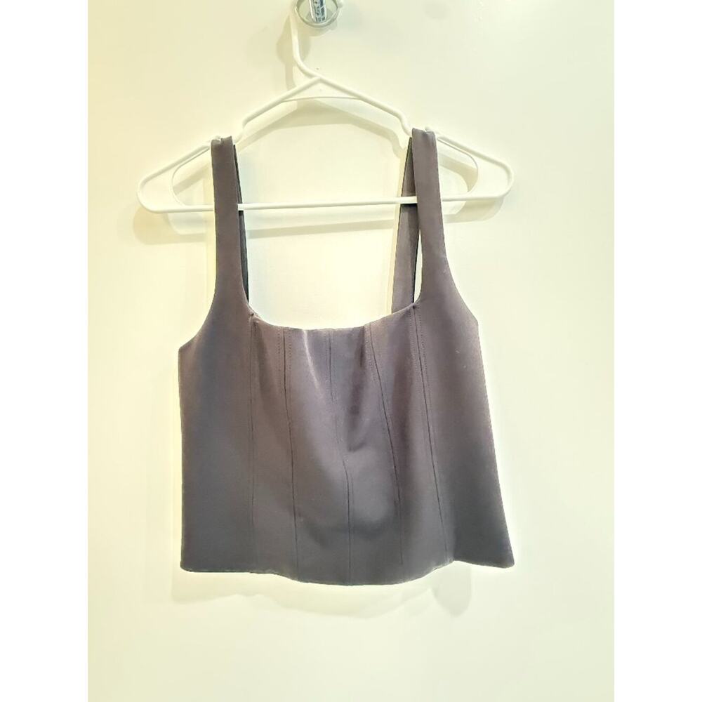 Zara Gray Structured Corset Bustier Top Size M Square Neck Going Out Crop